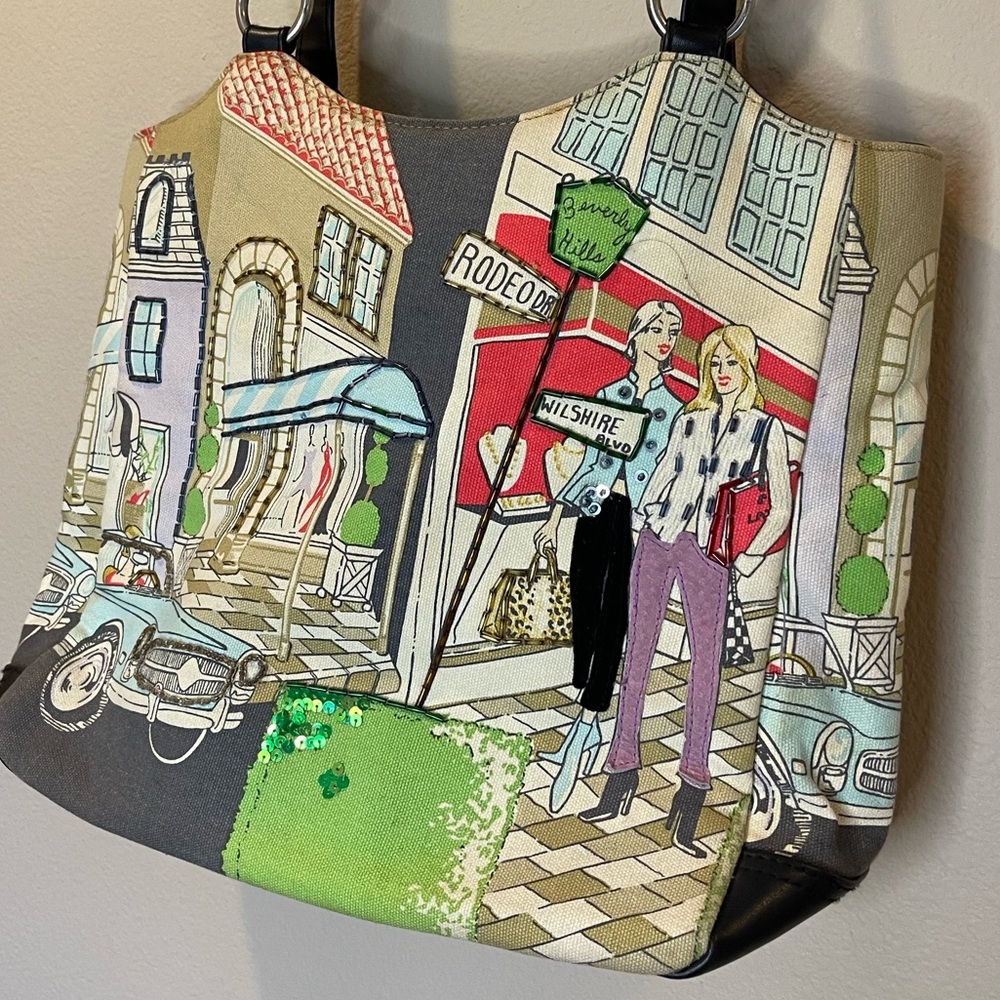 Frankie & Johnnie Vintage Beaded Beverly Hills LA Design Tote Bag - Picture 2 of 9